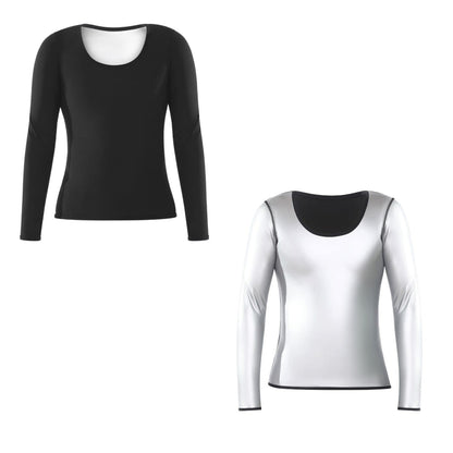 Nano Hertz Sauna Sweat Suit Shapewear Top Trainer Workout Body Shaper Sweatsuit Long Sleeve Shirt Women