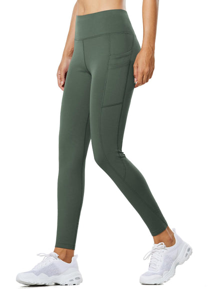baleaf Thermal Leggings for Women Fleece Lined Waterproof Winter Hiking Pants Warm Tights Cold Weather Running Gear Army Green XL