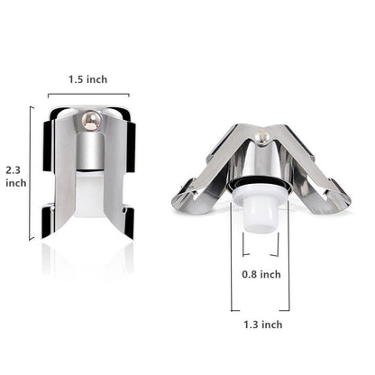 Champagne Sealer Stopper, BGMAX 3 Pack Stainless Steel Sparkling Wine Bottle Plug Sealer Set with a Longer Sealing Plug, Gifts Accessories for Champagne