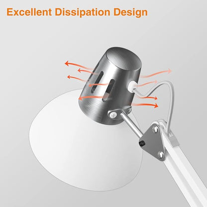 LEPOWER Floor Lamp, Swing Arm Floor Standing Lamp, Industrial Floor Lamp with Heavy Metal Base, E26 Lamp Base Floor Light, Modern Standing Reading Lamp for Living Room, Bedroom, Office White