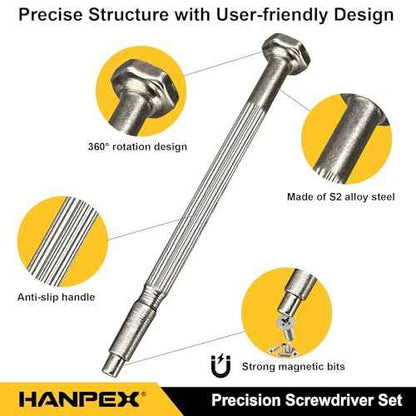 Precision Screwdriver Set, 11 Pieces, Mini Flathead and Phillips, for Glasses, Watches, Electronics Repair