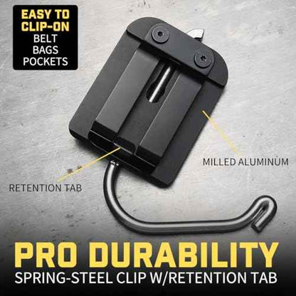 Holstery HookMaster | Tool Belt Utility Hook Holster - Heavy-Duty Steel Swivel Hook Holder - All Metal