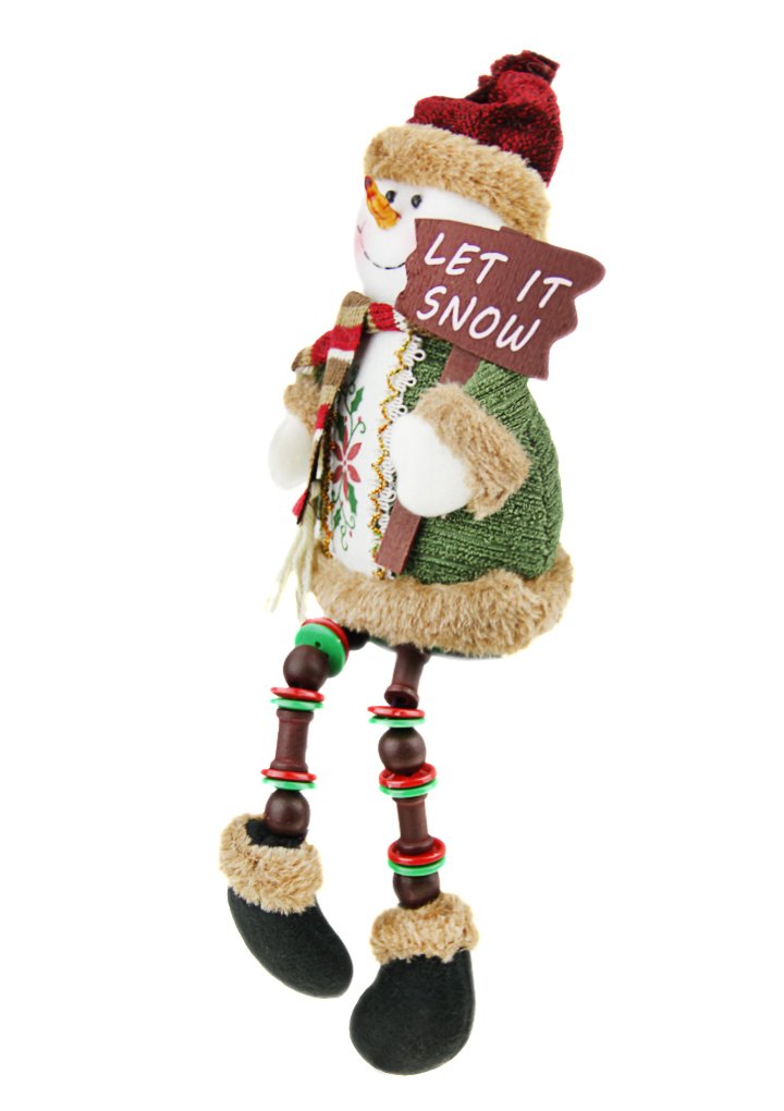 BXT Christmas Holiday Decor Plush Shelf Sitter Sitting Snowman Santa Claus Gift Cute Home Decoration Craft