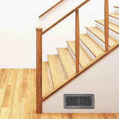 4 x 10'' Floor Vent Covers Heavy Duty Floor Register Metal Heat Vent Covers with Rust Proof Finish for Home Heater (Gray,8 Pcs)