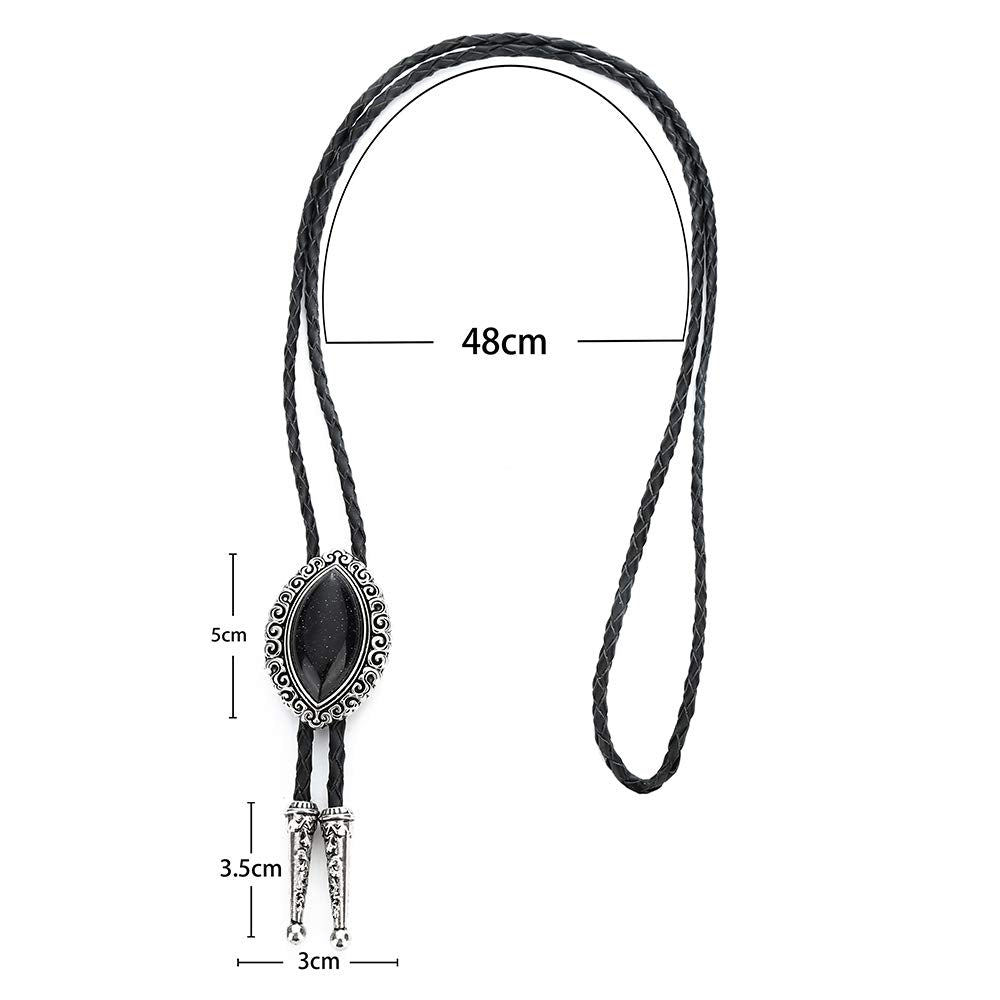 Bjesinmo Leather Bolo Tie with Black Olive Stone Pendant Western Neck Ties for Men Vintage Cowboy Necktie Turquoise American Style Fashion Accessories
