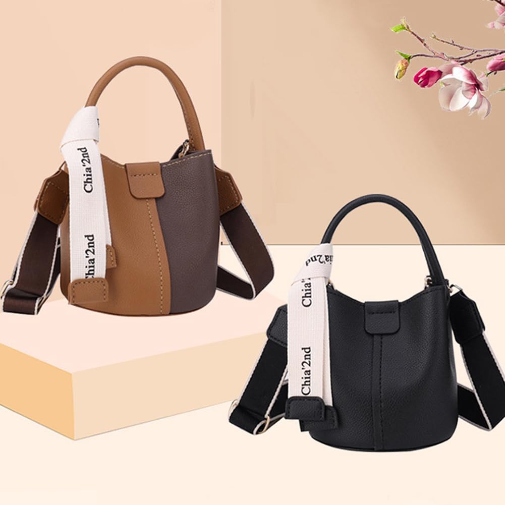WADORN DIY PU Leather Bag Making Kit for Women, Handbags Sewing Kit for Adult DIY Bucket Bag Making Kit with Lined Pockets DIY Purse Cross Leather Craft Bag Making Supplies, 6.7x6.7 Inch, Brown
