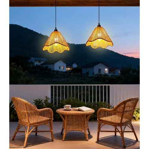 Solar Chandelier Outdoor Waterproof, Gazebo Lights Solar Powered with Remote Control, Boho Hanging Pendant Light for Porch, Patio, Pergola, Shed, Garden Decor, Balcony(2 Lights)