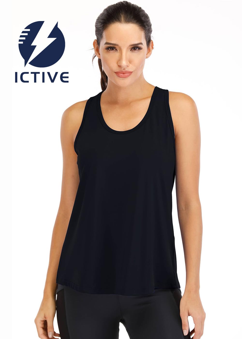 ICTIVE Workout Tops for Women Loose fit Racerback Tank Tops for Women Mesh Backless Muscle Tank Running Tank Tops Workout Tank Tops for Women Yoga Tops Exercise Gym Tops Black M