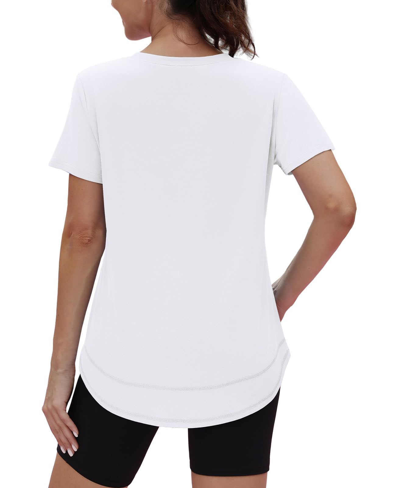 Short Sleeve Shirts for Women Workout Yoga Tops Sun Protection Clothing Summer Outfits Rash Guard Side Slit Blue XL