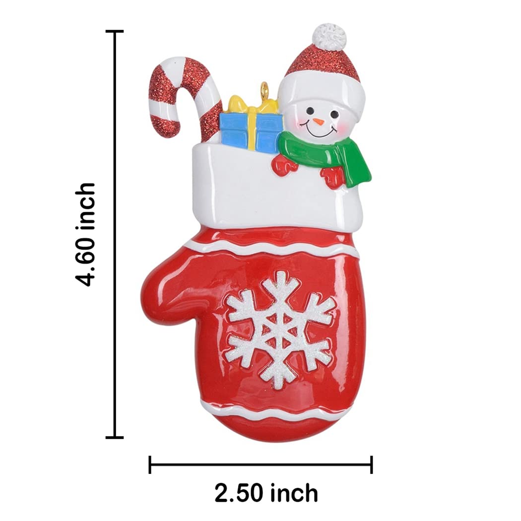 Mitten Snowman Christmas Tree Ornament Personalized Kids Winter Keepsake