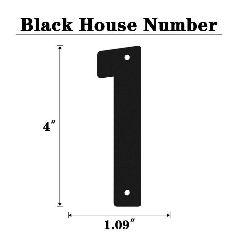 3" 4" 5" 6" 8" 10" Metal House Numbers, Metal Address Numbers, Modern Black House Number for Outside, Outdoor Address Number for Apartment Home Street Office Mailbox (4",1)