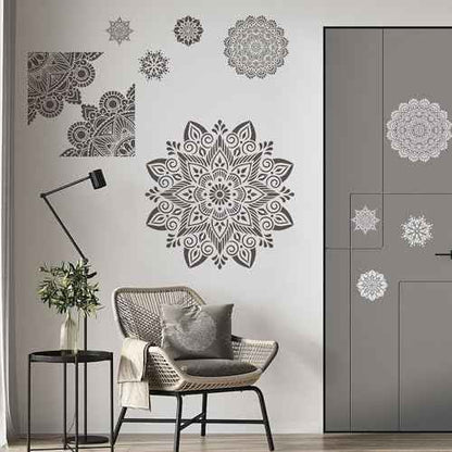 Mandala Stencils for Crafts Reusable - 10 Pcs Bohoemian Mindfulness Large Stencils for Painting on Wall Home Decor Furniture