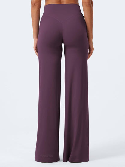 YEOREO Workout Leggings Womens No Front Seam Straight Leggings 35" High Waist Buttery Eddiy Gym Yoga Pants Black Berry Purple XS