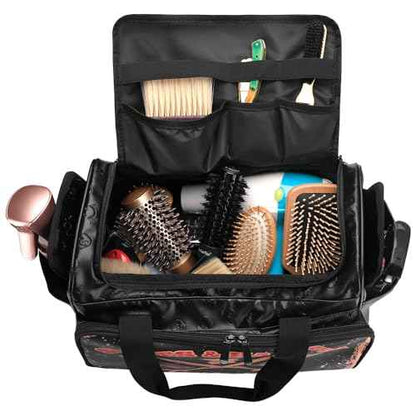 PRO Large Capacity Barber Bag - Multi-Pocket Salon Organizer with Protective Lining, Thermal Pockets & Scissor Holder, Waterproof PU Leather for Hair Stylists & Personal Grooming (Black)