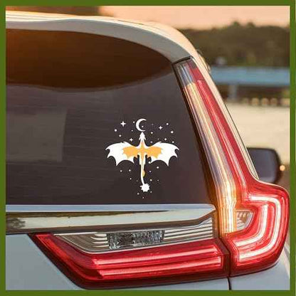 Dragon Fourth Wings Decal, Fantasy Reader Car Window Decals, 6 Inches UV DTF Tranfer Car Stickers, Bookish Weatherproof Car Truck Window Bumper Sticker, Car Stickers and Decals for Book Lovers