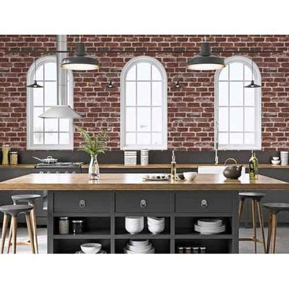 Red Brick Wallpaper Peel and Stick Realistic Distressed Textured Rock Stone Self Adhesive Contact Paper Embossed Vintage Removable Vinyl Wall Paper Faux Brick Look Wall Covering 118inch