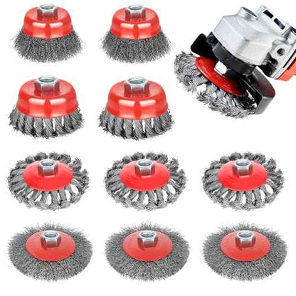 10pcs Wire Wheel for 4 1/2 Angle Grinder Wire Wheel Brush Cup Set with Threaded Arbor, Angle Grinder Wire Wheel for Rust, Corrosion, Paint Removal