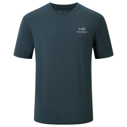 BASSDASH Men’s UPF 50+ Short Sleeve Fishing Shirts Performance Cooling UV Sun Protection Hiking T-Shirts Slate Blue