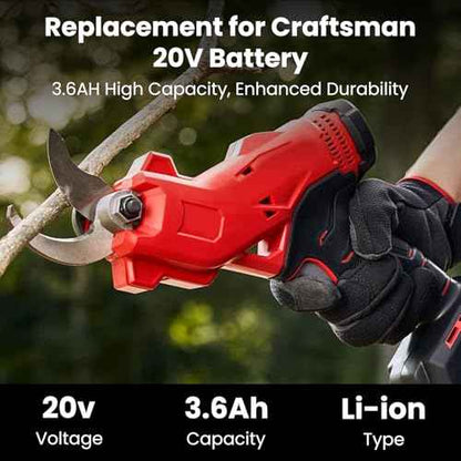 2-Pack 3.6Ah Replacement Battery and Charger for Craftsman 20V Battery Lithium CMCB202 CMCB202-2 CMCB201 CMCB204 CMCB204-2 CMCS300B Compatible with Craftsman Batteries 20V Cordless Power Tools (Red)