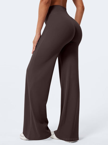 YEOREO Workout Leggings Womens No Front Seam Straight Leggings 33" High Waist Buttery Eddiy Gym Yoga Pants Dark Brown XL