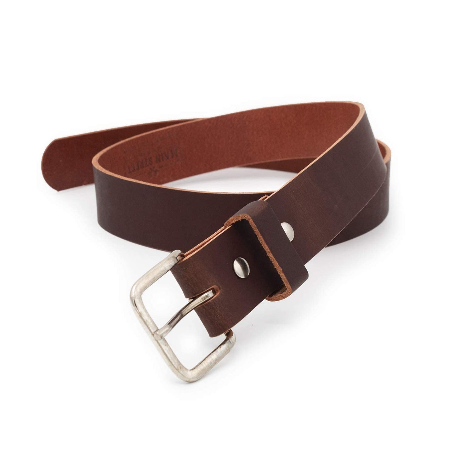 Main Street Forge Journeyman Leather Belt | Made in USA | Brown w/Silver Buckle | Size 34