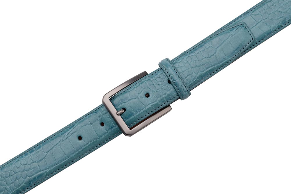Fabio Valenti Belts for Men,Handmade Genuine Leather Men's Belt Classic and Fashion Designs(Teal,36/38)
