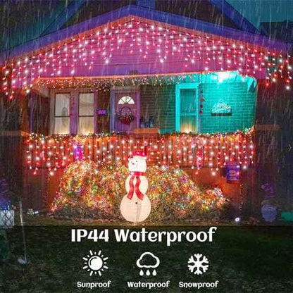 132ft Icicle Lights for Outside, Red and White Christmas Lights Outdoor Indoor, 1280 LED Twinkle With 240 Drops Short Curtain for Thanksgiving Room Home Wall Bedroom Window Decoration