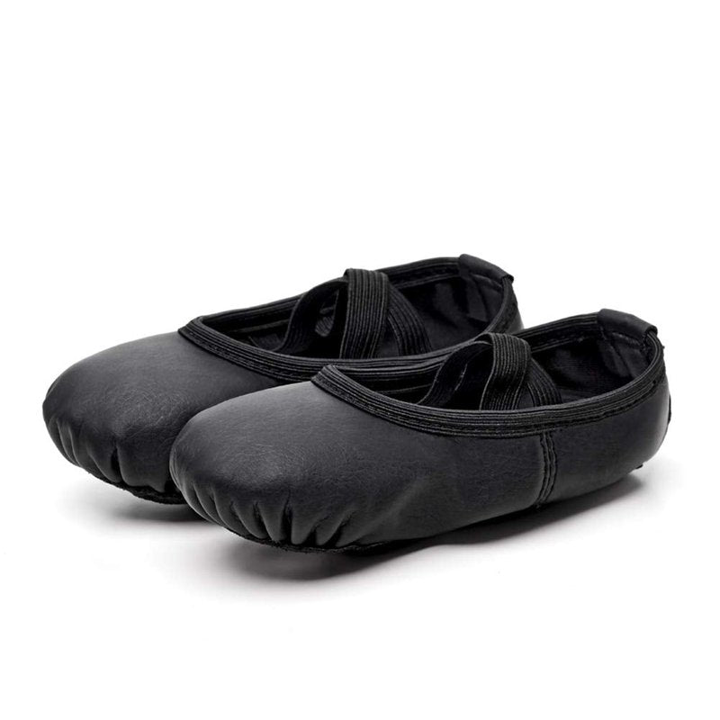 Stelle Ballet Shoes for Girls Toddler Ballet Slippers Soft Leather Boys Dance Shoes for Toddler/Little Kid/Big Kid(Black, 10MT)
