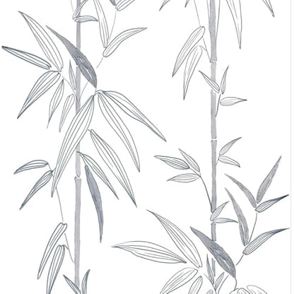 Peel and Stick Grey and White Leaf Wallpaper - Boho Removable Bamboo Contact Paper for Walls - Self Adhesive Decorative Paper 17.3" x 118"