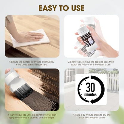 Wood Touch Up Paint, Multi Surface Touch Up Paint Pen, Refinishing for Door, Cabinets, Furniture, Metal - No Sanding, Fast-Drying, Water-Based Multi-Surface (6.35 Oz) (Black)