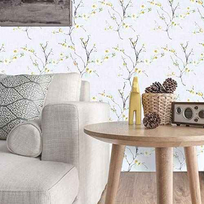 WENMER Beige Floral Peel and Stick Wallpaper - 17.71"x118" Modern Floral Removable Wallpaper for Bedroom, Cabinets, Kitchen Backsplash, Staircase, Shelf Backing