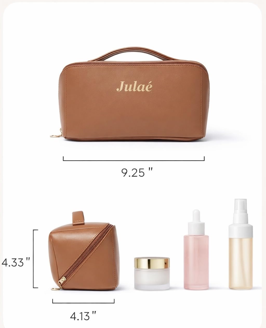 Large Travel Toiletry Bag for Men & Women, Waterproof PU Leather Cosmetic Organizer, Spacious Bathroom & Makeup Storage Case with Zipper, Portable Dopp Kit(Brown)