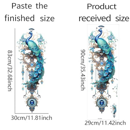 sacinora Gorgeous Blue Peacock Painted Wall Stickers, Peacock Pendant Art Wall Decals Removable Vinyl Peel and Stick for Living Room Bedroom Sofa TV Background Home Decorations