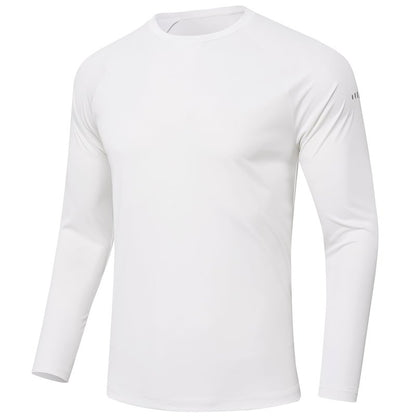 Men's Long Sleeve Rash Guard Swim Shirts UPF 50+ Sun Protection Dry Fit T-Shirt Athletic Tops for Running Hiking Fishing White XL