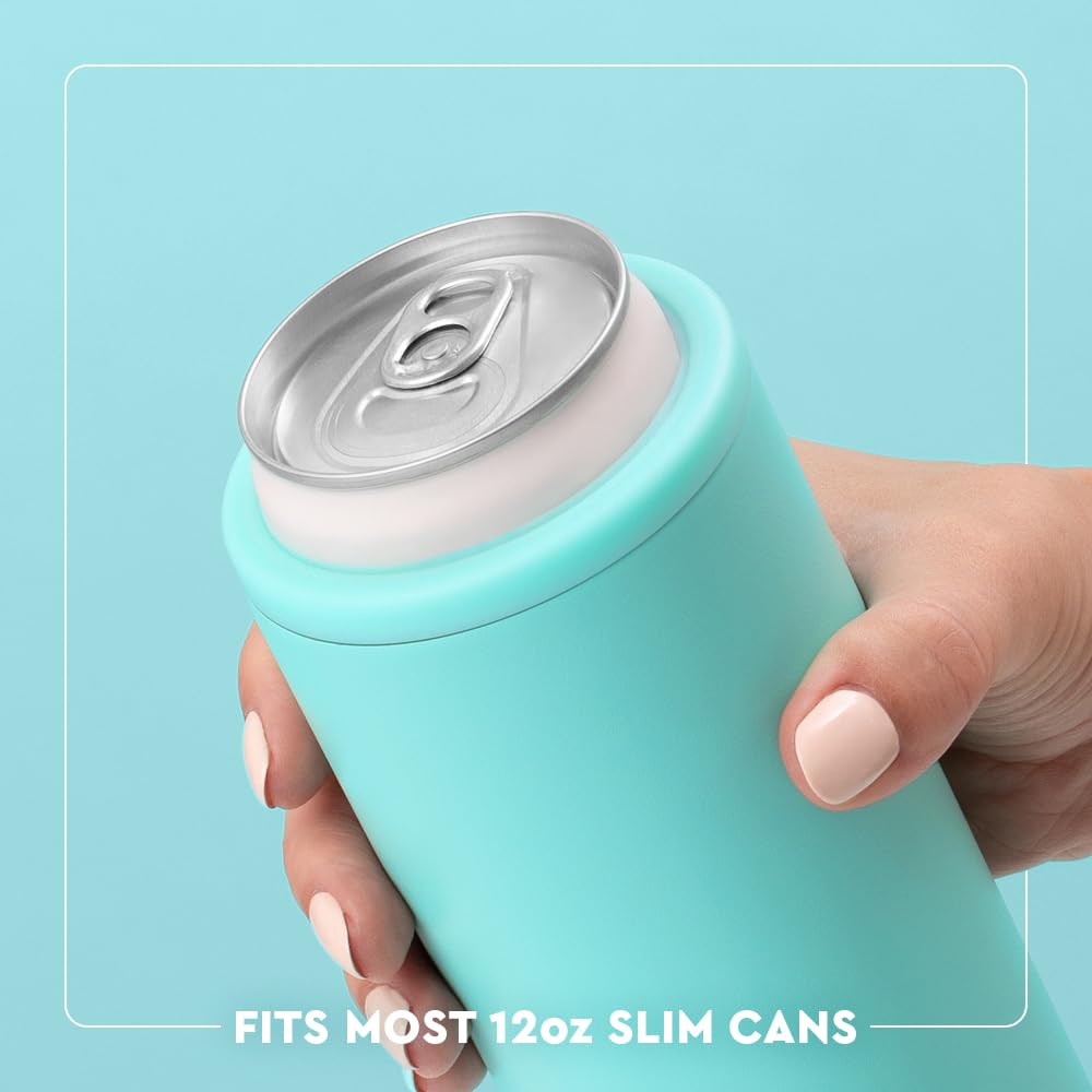 Swig Life Skinny Can Cooler, 12oz Insulated Slim Can Holder, Stainless Steel Cooler, Covers for Tall Beer Bottles, Beach Accessories for Women (Hayride)