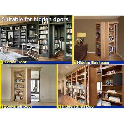 Hidden Pivot Hinge, 600LBS Load-Bearing,Thickened Solid Steel-Heavy Duty Hardware for Bookcase, Murphy Door Kit 360 Rotation Invisible Hinges for Secret Door£¬Bookcase, Shelf Doors