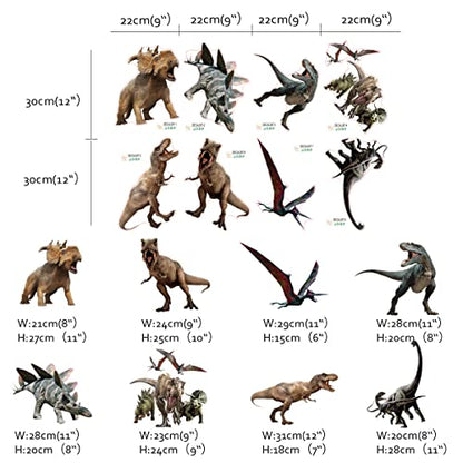 Runtoo Dinosaur Wall Stickers Adventure 3D Wall Decals for Boys Room Baby Nursery Playroom Bedroom Wall Decor
