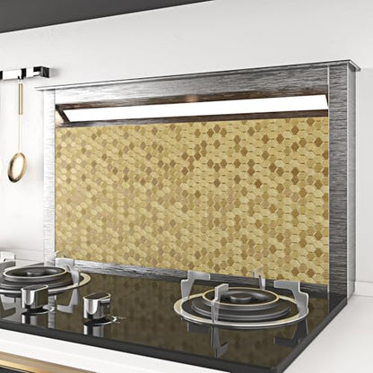 WESTICK Textured Gold Contact Paper Peel and Stick Countertops Waterproof Gold Vinyl Wallpaper Metallic Refrigerator Wrap Removable Copper Wall Paper for Appliance Cabinets Fridege 15.8" x 80"