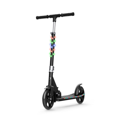 Jetson Jupiter Jumbo 3 Wheel Light Up Kick Scooter, Black- Adjustable Handlebar Foldable Ride On Toy for Toddlers and Kids Ages 5 and Up