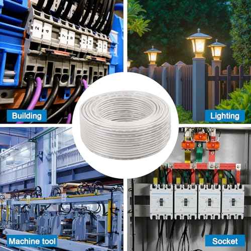 THHN Wire 6 Gauge 25 FT Stranded Copper Wire, 6 AWG Copper Wire Rated up to 600V Building Wire Nylon Jacket for Residential, CNC, Ground, Industrial (6 Gauge, White)