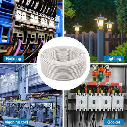 THHN Wire 6 Gauge 25 FT Stranded Copper Wire, 6 AWG Copper Wire Rated up to 600V Building Wire Nylon Jacket for Residential, CNC, Ground, Industrial (6 Gauge, White)