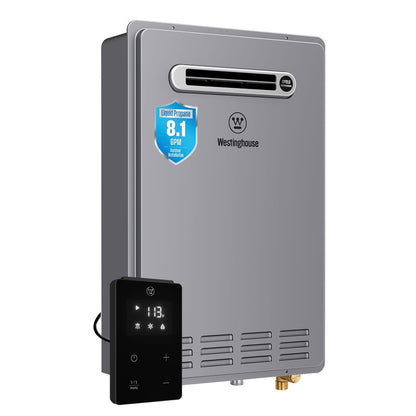 Westinghouse Smart Propane Tankless Water Heater Outdoor, 8.1 GPM 180,000 BTU Whole House Instant Hot Water Heater, ±1°F Temp Stability, Non-Condensing on Demand High Efficiency for 3-5 Fixtures, LPG