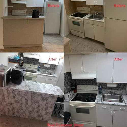 Mecpar Marble Contact Paper - 17.7 in x 19.7 ft Grey White Marble Peel and Stick Wallpaper for Furniture, Cabinets, Countertop, Kitchen