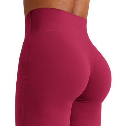 YEOREO Workout Leggings Womens No Front Seam Straight Leggings 33" High Waist Buttery Eddiy Gym Yoga Pants Ruby Red XL