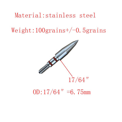 100/125/150/200 Grains Archery Field Points Practice Field Tips, Stainless Steel Archery Target Practice Hunting Arrow Tip for Recurve, Compound Bow Crossbow, Screw in Broadheads (A 17/64″-100grains)