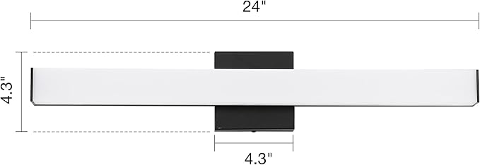 Bathroom Vanity Light Brushed Nickel Square LED 24 inch 14W 4000K Natural White Light Wall Bar Lighting Fixtures Over Mirror (Matte Black, 24inch 4000K Dimmable)