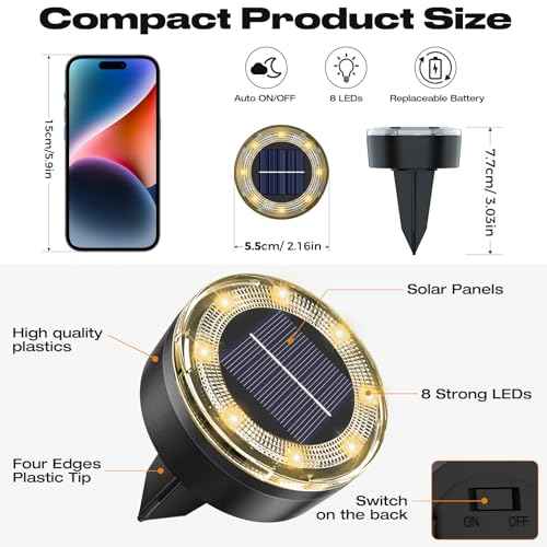 Mini Solar Ground Lights, 24 Pack Solar Lights Outdoor Waterproof, Upgraded LED Flat Landscape Lighting for Outside Pathway Garden Patio Yard Driveway,Warm White