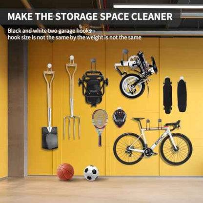8pc Garage Hooks Heavy Duty 8.77 in Ladder Tool Hangers for Garage Wall 110 LB Bike Hooks for Garage Organization and Storage Anti-Slip Double Wall Garage Storage Hooks (U Hook Set)