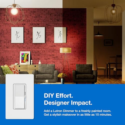 Lutron Diva Smart Dimmer Switch Kit for Caseta Lighting w/ Hub, Pico Remote & Pedestal, Smart Dimmer Works with Apple Home, Ring, Google Home, 3 Way, DVRF-BDG-1DP-A