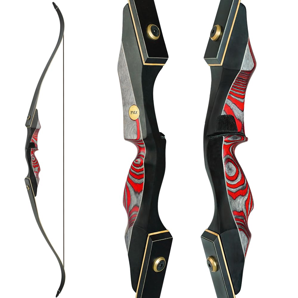 PMZ Recurve Bow and Arrow, Newset Professional Aldults Archery Hunting Bow, 60'' Wooden Takedown Bow, for Youth Beginners to Advanced Outdoor Practice & Hunting, Right Hand, 20 lbs